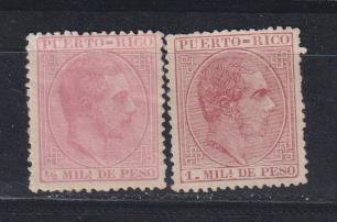 Puerto Rico. 1882-84. Edifil 55 y 56. Nuevo, sin goma y con goma