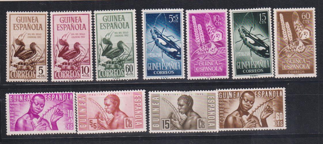 Guinea 1952-1953. 3 Series Completas. Edifil 318-24 ** y 330-333 **
