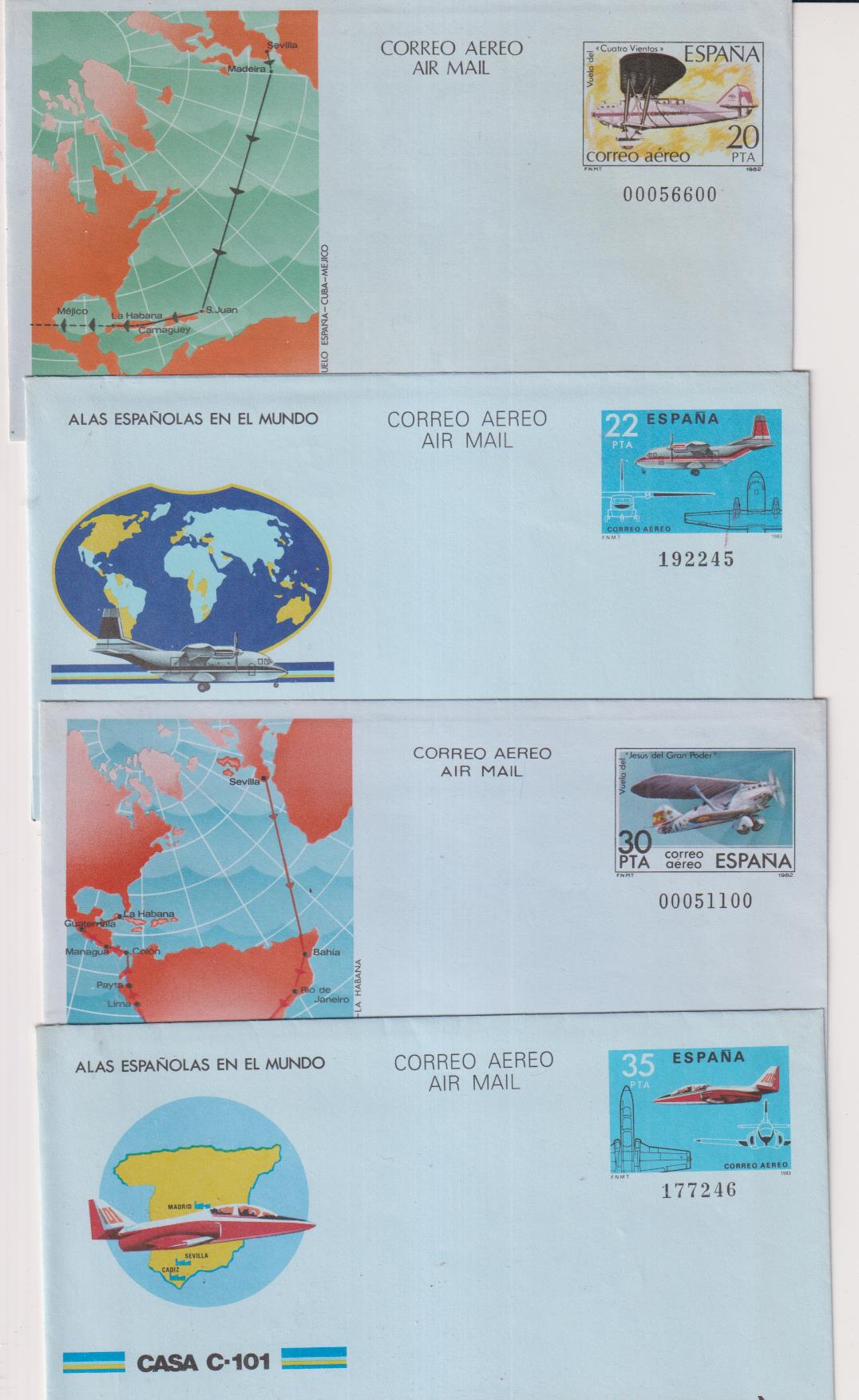 LOte de 4 Aerogramas. 203,204,205,206 Año 1982 y 83