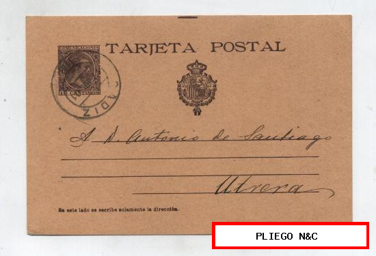 Entero Postal nº 36. 10 cts. Castaño, Matasellado en Cádiz en 1901