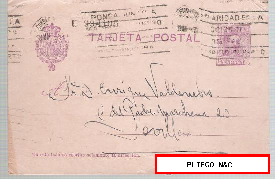 Entero Postal de Madrid a Sevilla (15 céntimos) Marzo 1926