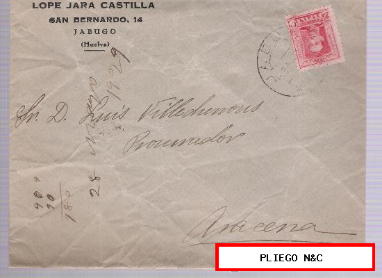 Carta con Membrete. De Jabugo a Aracena. 5-Abril-1929