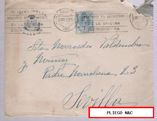 Sobre con Membrete. De Madrid a Sevilla. 5-mayo-1923