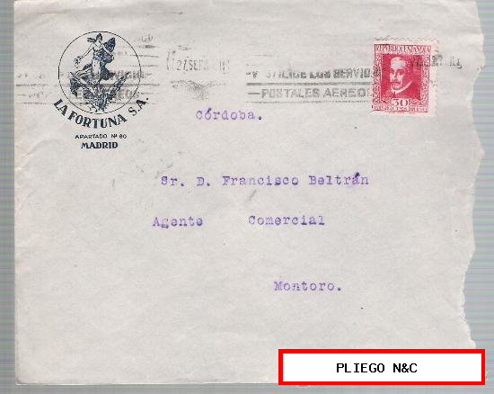 Carta de Madrid a Sevilla de 27 Sep. 1935. Membrete: La Fortuna S.A. Madrid