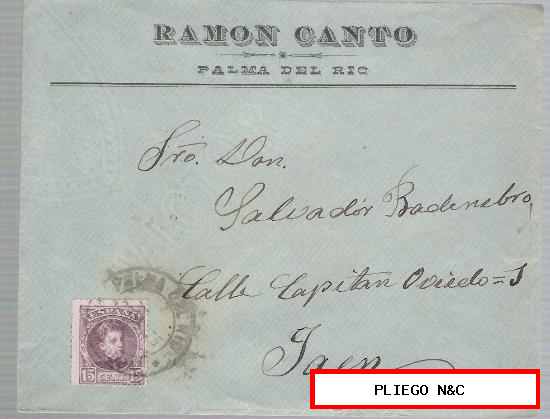Carta de Palma del Río a Jaén de 1 Abr. 1905. Membrete: Ramón Canto-Palma del Río
