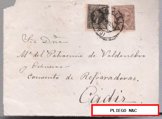 Frontal de carta de Sevilla a Cádiz, De Julio de 1899