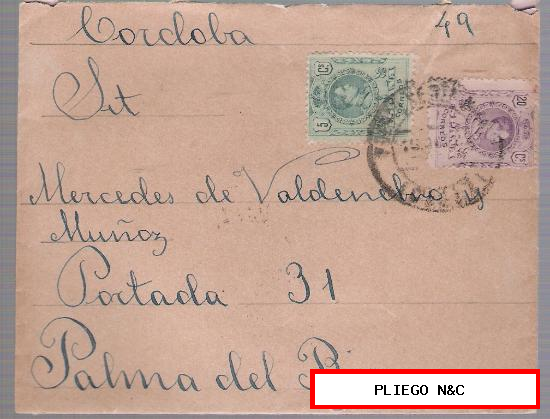 Carta de Córdoba a Palma del Río. De 16 Octubre 1922. Franqueado con los sellos 268 y 273