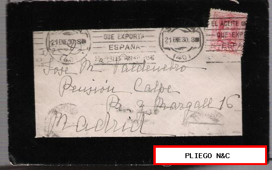 Carta de Sevilla a Madrid. De 21 Enero 1930. Franqueado con sello 317