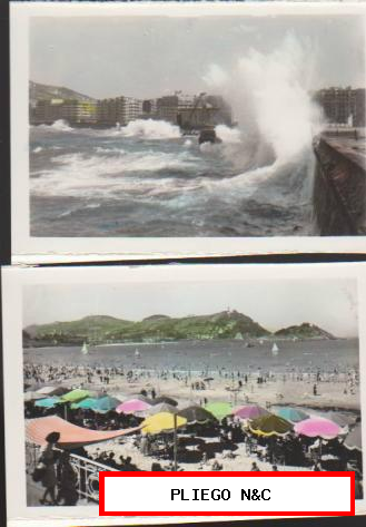 San Sebastián. Lote de 2 postales coloreadas (6x8,5)
