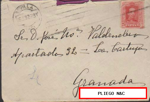 Carta de Sevilla a Granada del 26 de Junio de 1928. con Edifil 317