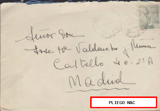Carta de Palma del Río a Madrid del 28 de Junio de 1943 con Edifil 925