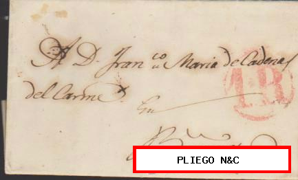 Carta de Tarrasa a Barcelona del 22 Junio 1849. Con porteo 1R. dentro de círculo