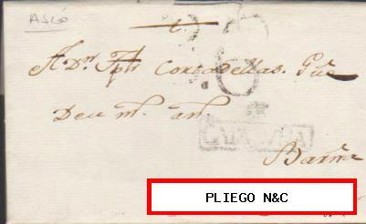 Carta de Ascó a Calaf del 9 Julio 1784. Con marca de Mora de Ebro 1 N