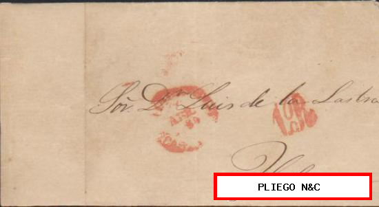 Carta de Madrid a Valencia. Del 28 Abr. 1850. Con Baeza 15-III R. Curioso porteo 1 R