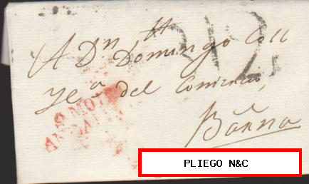Carta de Motril a Barcelona del 6 de Agosto de 1818. Con marca 3 R