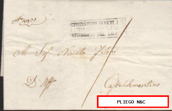 Carta de Fermo (Governo Pontificio) a Caftelclementino del 10 Dic. 1816. Con marca