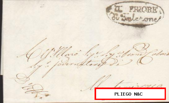Carta del Priore de Salerone a Montegiorgio del 13 Mar. 1855. Marca en anverso