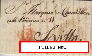 Carta de Palma del Río a Sevilla de 17 Jul. 1848. Con Baeza 2 (difuso) y porteo 1R.
