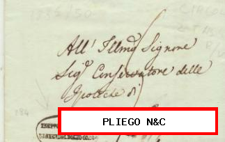 Carta de Roma a Fermo del 26 Set. 1835. Cona marca del Inspec. Gener. di Regis