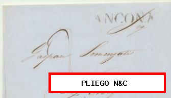 Carta de Ancona a Senigallia del 14 Agos. 1846. Con marca Ancona y fechador