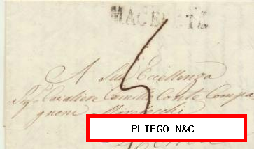 Carta de Monte Santo a Roma del 21 Apr. 1846. Con marca de Macerata y fechador