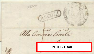 Carta de Ascoli a Montatto del 12 May. 1850. Con marca de Ascoli y de la Delegazione