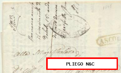 Carta de Ascoli a Patrignone del 12 Jun. 1848. Con marca de Ascoli