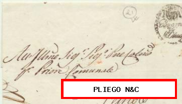 Carta de Osimo a Petriolo del 4 Nov. 1839. Con marca de Osimo en anverso y reverso