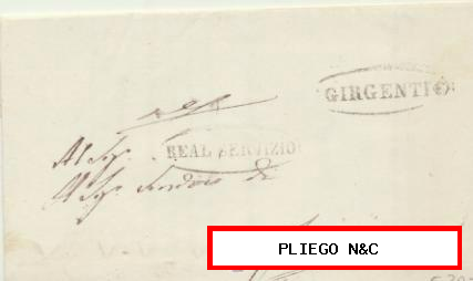 Carta de Girgenti a Javo. del 22 Feb. 1856. Con marca de la Administrazione civile