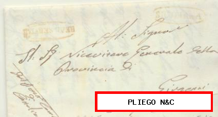 Carta de Sicufiana? a Girgenti del 8 Oct. 1845. con marca y REAL SERVIZIO