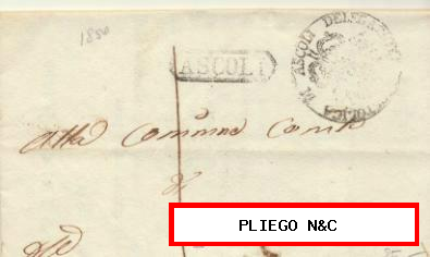 Carta de Ascoli a Montalto del 25 Ener. 1850. con marca de Ascoli y de la Delegazione