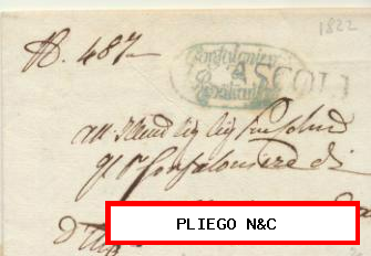 Carta de Ascoli a Monteprandone del 28 Jul. 1821. Con marca de Ascoli