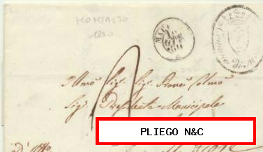Carta de Montalto a Monte Fiore del 16 Oct. 1850. Con marca de la Delegazione