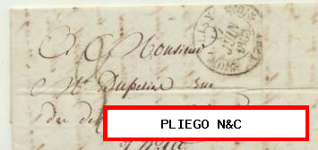 Carta de Lesy a París del 17 Jun. 1833. Con fechador de Lesy y al dorso fechador