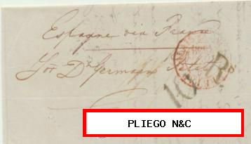 Carta de Londres a Cáceres del 14 dic. 1838. Con fechador de Londres al dorso junto