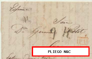 Carta de París a Cáceres del 11 Abr. 1839. Con fechador de París y P.P. en rojo
