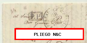 Carta de París a Cáceres del 28 Jul. 1837. Con fechador del Bureau Central y P.P.