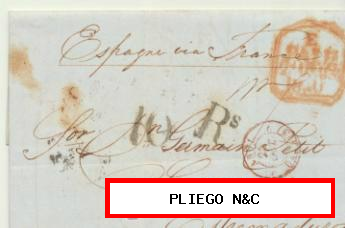 Carta de Londres a Cáceres del 23 Oct. 1840. Con fechador de Londres al dorso