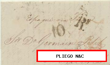 Carta de Londres a Cáceres del 23 Nov. 1838. Con fechador de Londres al dorso