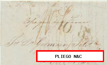 Carta de Londres a Cáceres del 30 Oct. 1838. Con fechador de Londres al dorso