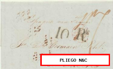 Carta de Londres a Cáceres del 11 Jun. 1839. Con fechador de Londres al dorso