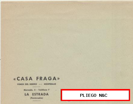 SOBRE SIN CIRCULAR. Casa Fraga-Hospedaje. La Estrada (Pontevedra) años 20-30