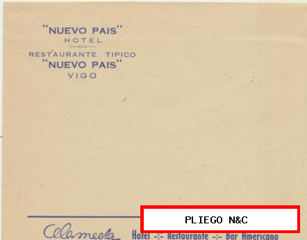 SOBRE SIN CIRCULAR. Hotel Nuevo País-Vigo. años 20-30