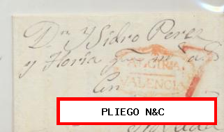 Carta de Alcira a Novelda del 17 Diciem. 1835. Con marca 3 R. y porteo 7 R. BONITA