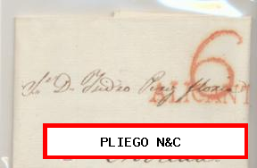 Carta de Alicante a Novelda del 24 Enero 1836. Con marca 10 R. y porteo 6 R. MUY BONITO