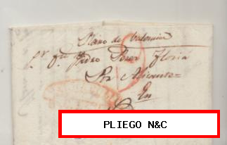 Carta de Valladolid a Novelda. del 6 jun. 1836. con marca 18 R. y porteo 9 R