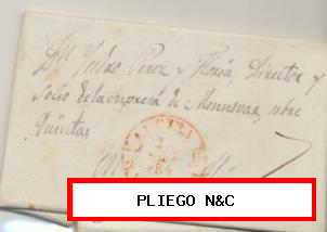 Carta de Alberique a Alcira del 23 Sept. 1843. Con Baeza de Alcira 4 R