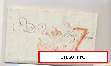 Carta de Valencia a Novelda del 3 Mayo 1836. Con marca 20 R. y porteo 7 R