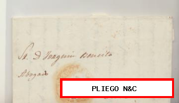 Carta de Valencia a Novelda del 31 Diciem 1852. Con Baeza 4 R. y Baeza de Monfort-te al dorso (Muy Bonito) 3 R