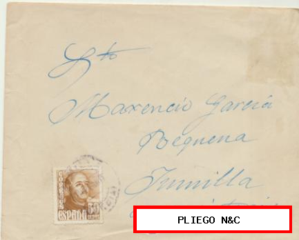 Carta de Jumilla a Jumilla del 18 Febrero de 1950 con Edifil 1029